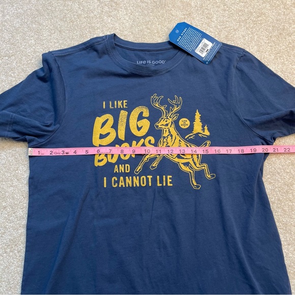 NEW Life Is Good Shirt Mens Medium Blue Crusher I Like Big Books Cotton Casual - Picture 7 of 10